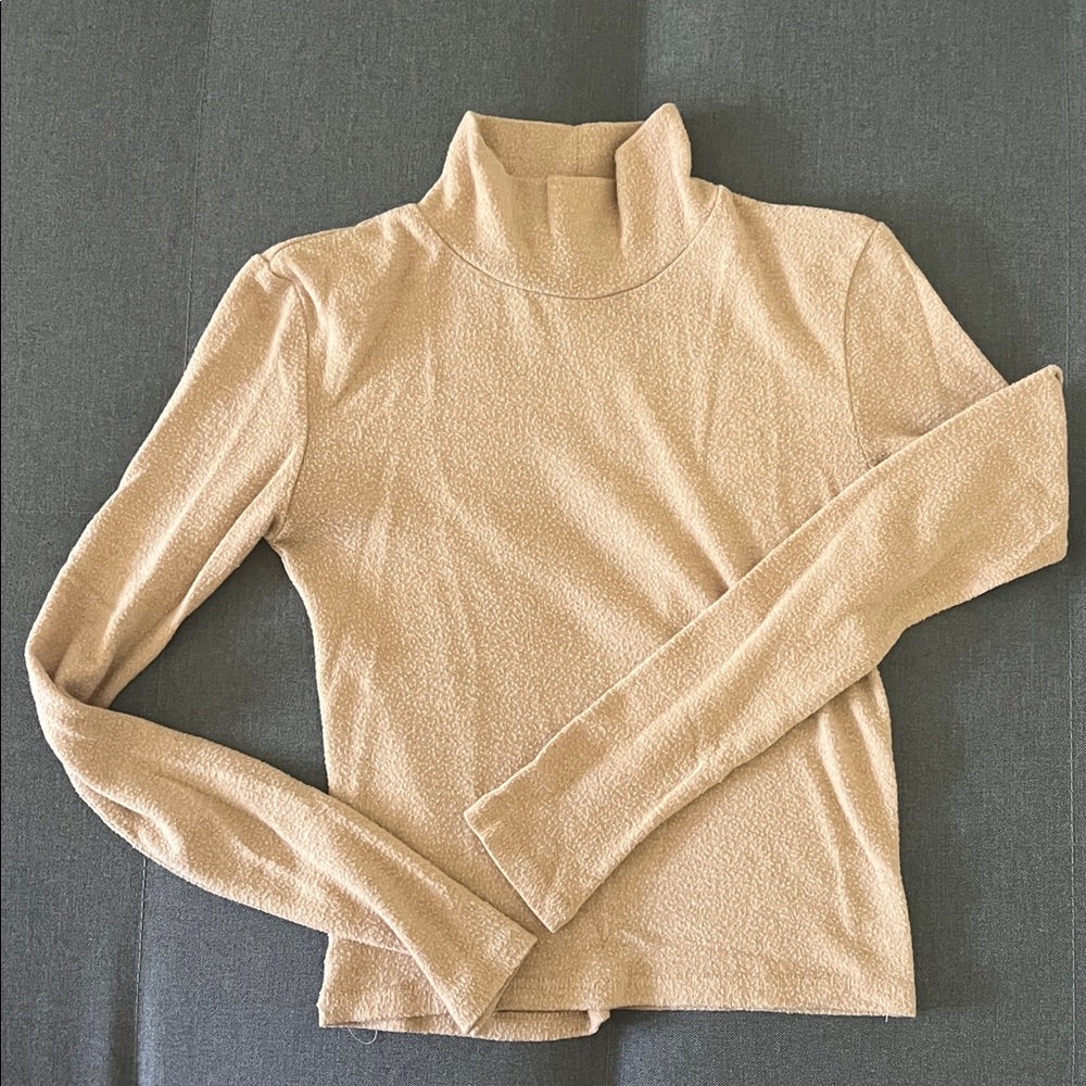 Zara Tan Long Sleeve Turtleneck Top